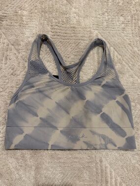 PINK Victoria's Secret Blue & Cream Tie-Dye Seamless Racerback Sports Bra